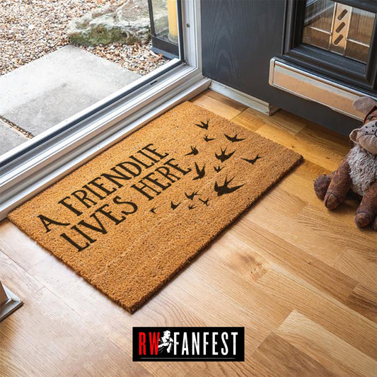 A FRIENDLIE lives here door mat