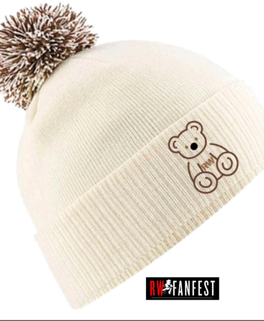 EXCLUSIVE Cuddle club embroidered bobble hat in cream