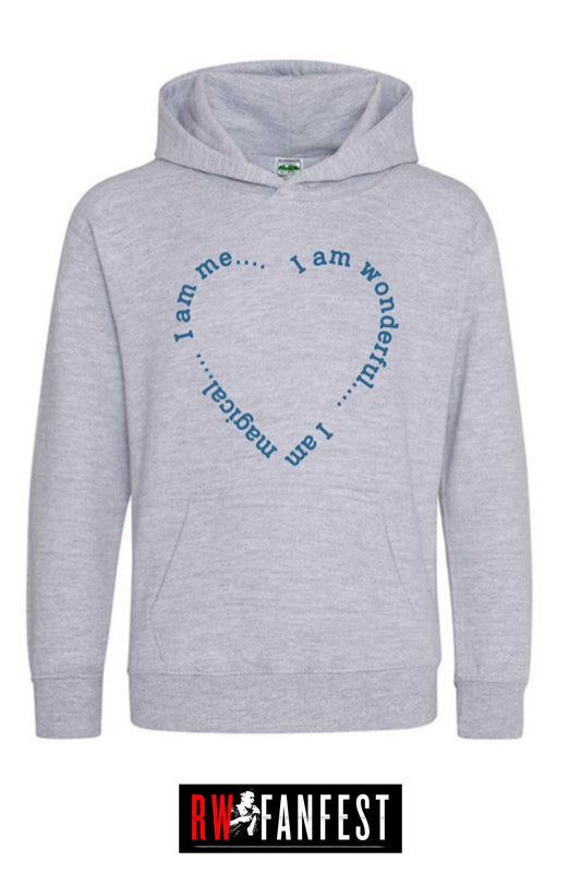 Childs Hoodie “I am wonderful. I am magical. I am me,” in grey marl