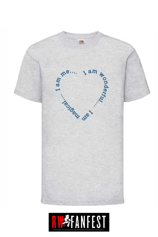 Childs T Shirt “I am wonderful. I am magical. I am me,” in grey marl