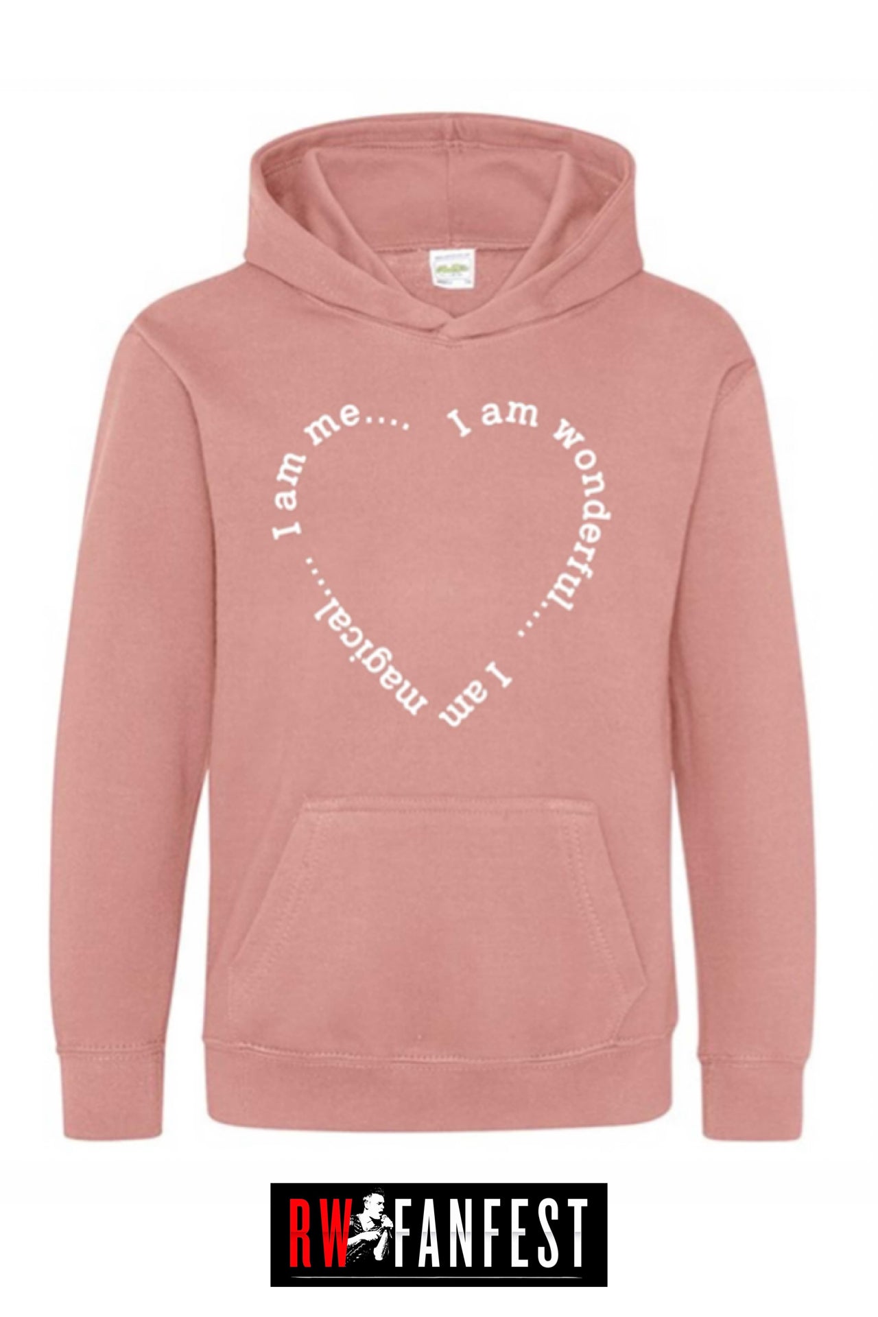 Childs Hoodie “I am wonderful. I am magical. I am me,” in Dusky Pink