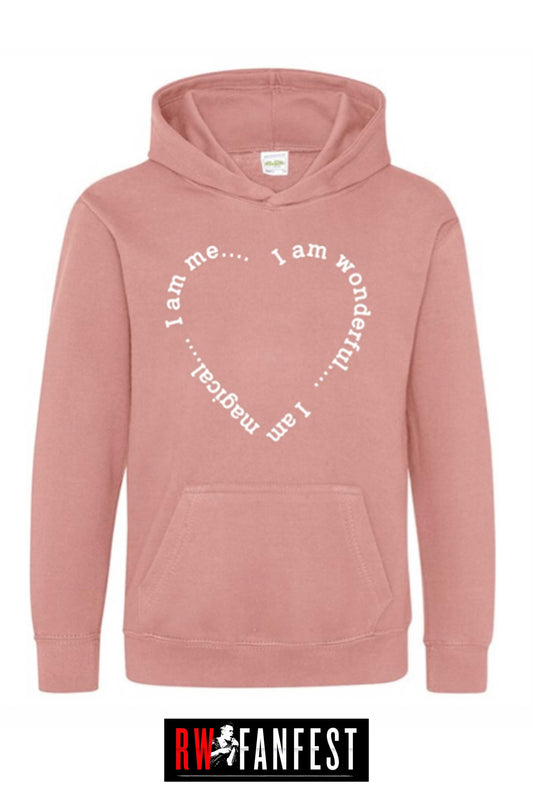 Childs Hoodie “I am wonderful. I am magical. I am me,” in Dusky Pink