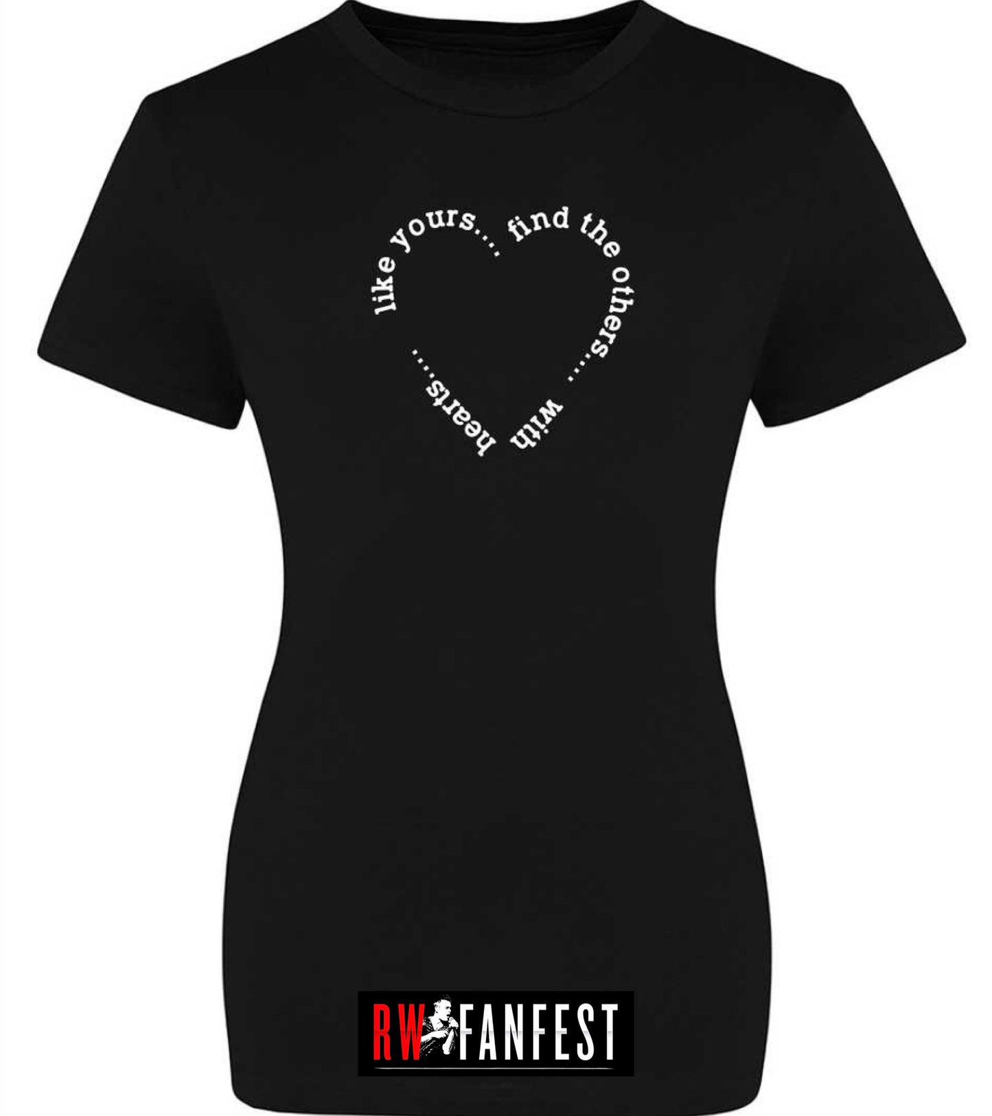“Find the others with hearts like yours” LADIES FIT classic round neck T-shirt in Black