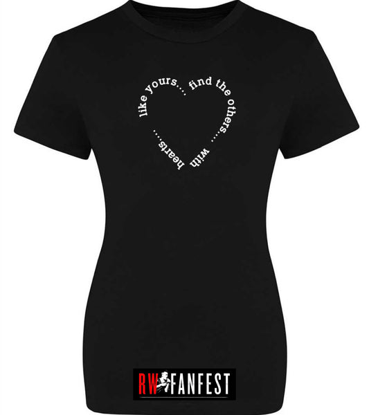 “Find the others with hearts like yours” LADIES FIT classic round neck T-shirt in Black