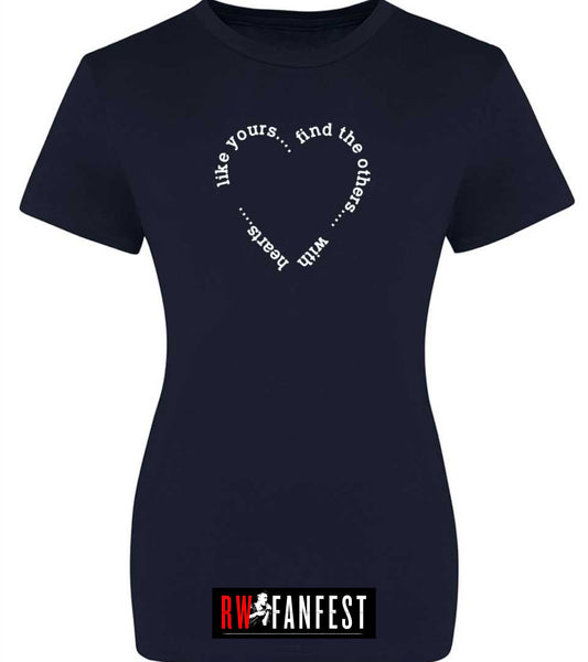 “Find the others with hearts like yours” LADIES FIT classic round neck T-shirt in Navy Blue