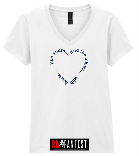 “Find the others” LADIES FIT classic V neck T-shirt in white