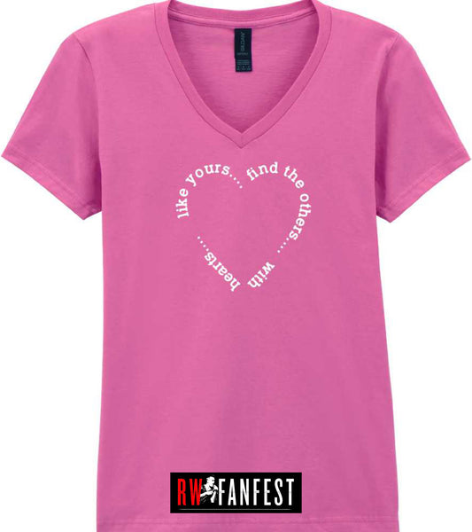 “Find the others” LADIES FIT classic V neck T-shirt in Hot Pink