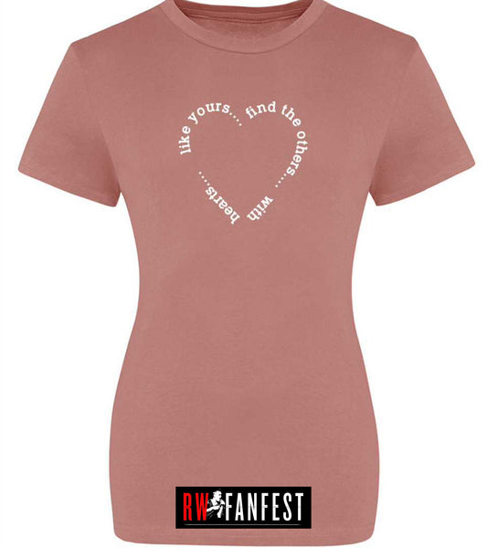 “Find the others with hearts like yours” LADIES FIT classic round neck T-shirt in Dusky Pink