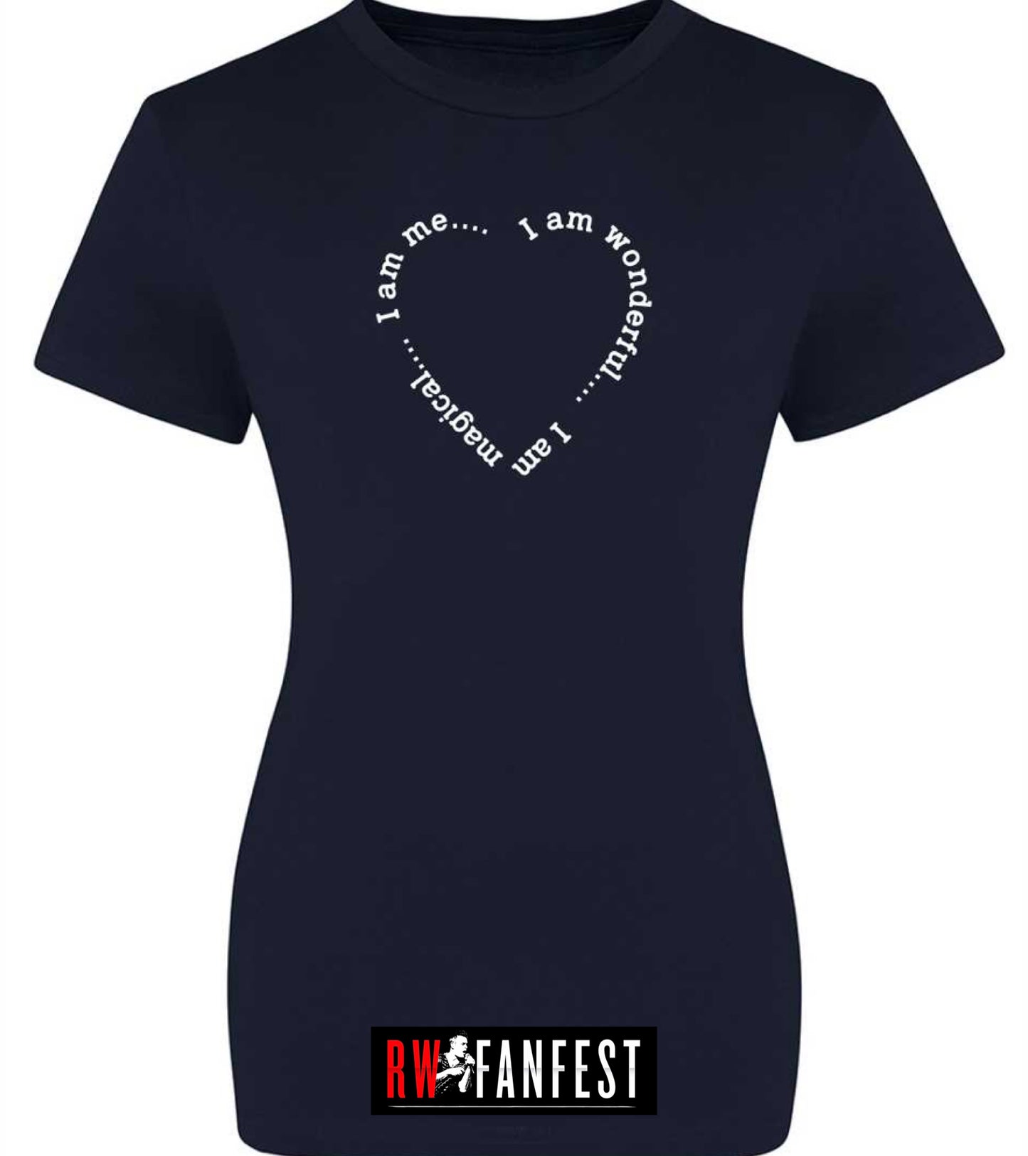 “I am wonderful. I am magical. I am me,” LADIES FIT classic round neck T-shirt in Navy Blue