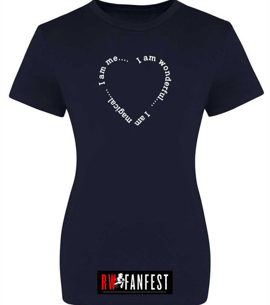 “I am wonderful. I am magical. I am me,” LADIES FIT classic round neck T-shirt in Navy Blue