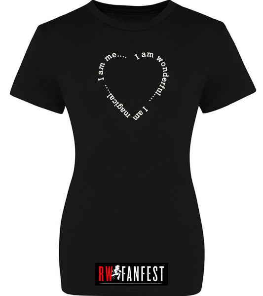 “I am wonderful. I am magical. I am me,” LADIES FIT classic round neck T-shirt in Black