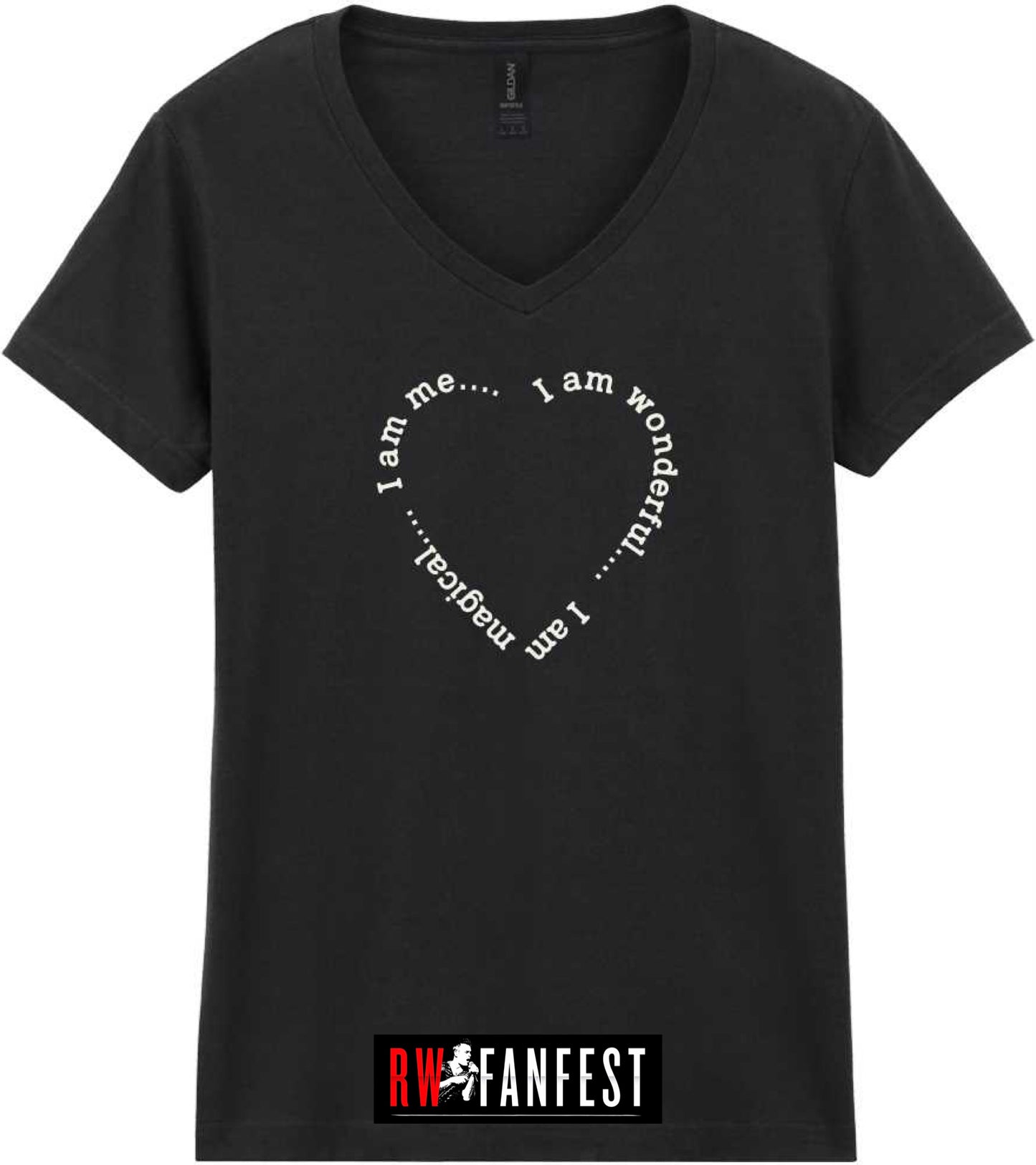 “I am wonderful. I am magical. I am me,” LADIES FIT classic V neck T-shirt in Black