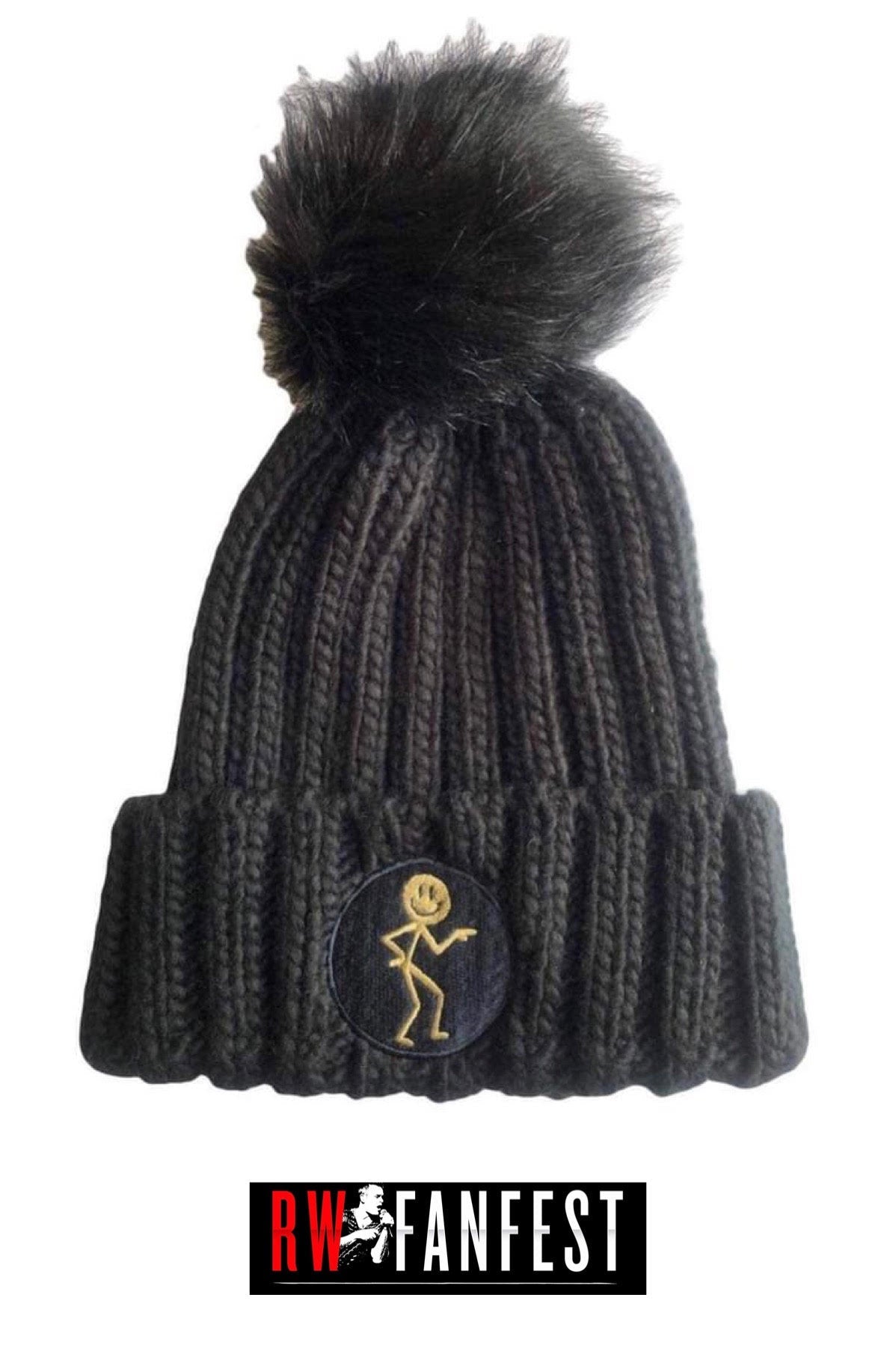 Stickman bobble hat (Gold on black)