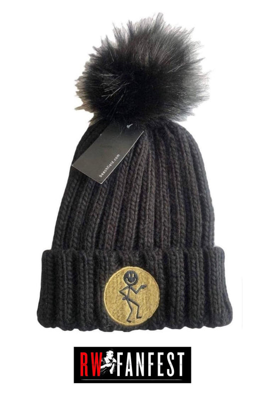 Stickman bobble hat (Black on gold)